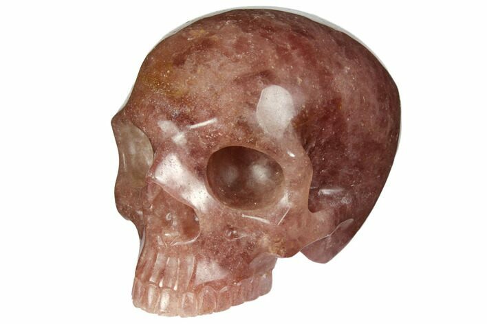 Realistic, Carved Strawberry Quartz Crystal Skull #150983